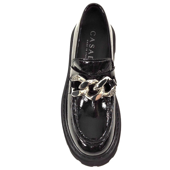 CASADEI 🇮🇹 WOMENS BLACK PATENT LEATHER COMFORT LOAFERS - Picture 5 of 7